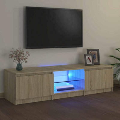 Vidaxl Tv Cabinet With Led Lights Sonoma Oak 140X40x35.5 Cm