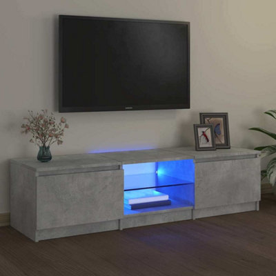Vidaxl Grey Tv Cabinet With Led Lights Concrete 140X40x35.5 Cm Tv Cabinets