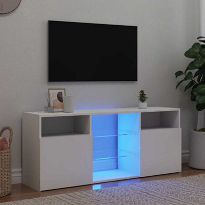 Vidaxl Tv Cabinet With Led Lights White 120X30X50 Cm Tv Cabinets from B&Q