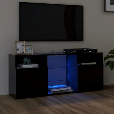 Vidaxl Tv Cabinet With Led Lights 120X30x50 Cm Black