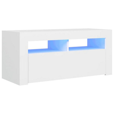 Vidaxl Tv Cabinet With Led Lights White 90X35X40 Cm from B&Q