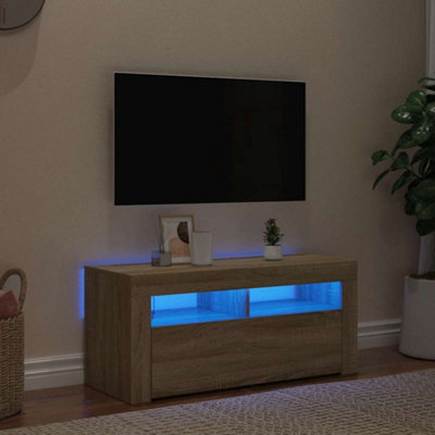 Vidaxl Tv Cabinet With Led Lights Sonoma Oak 90X35x40 Cm Size 5