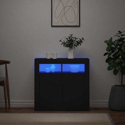 Vidaxl Sideboard With Led Lights 80X35x75 Cm Black