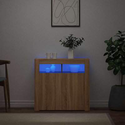 Vidaxl Sideboard With Led Lights Sonoma Oak 80X35x75 Cm