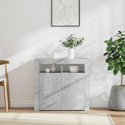 Vidaxl Grey Sideboard With Led Lights Concrete 80X35x75 Cm