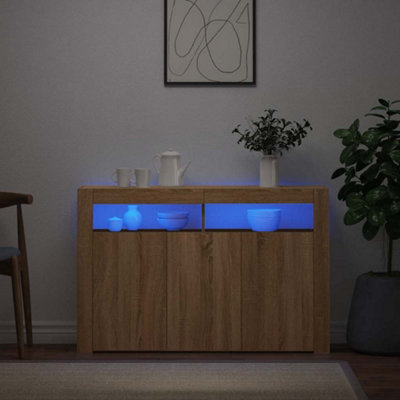 Vidaxl Sideboard With Led Lights Sonoma Oak 115.5X30X75 Cm from B&Q