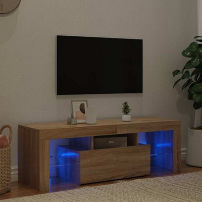 Vidaxl Tv Cabinet With Led Lights Sonoma Oak 120X35X40 Cm from B&Q