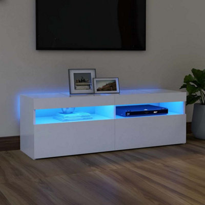 Vidaxl Tv Cabinet With Led Lights 120X35x40 Cm White
