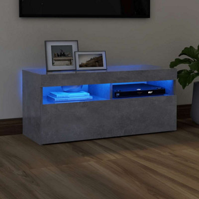 Vidaxl Tv Cabinet With Led Lights Concrete Grey 90X35X40 Cm Tv Cabinets