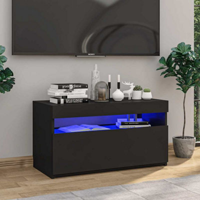 Vidaxl Tv Cabinet With Led Lights 75X35x40 Cm Black