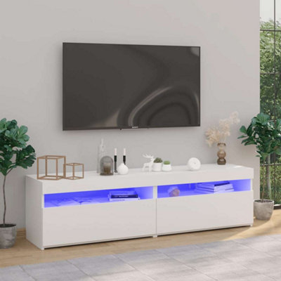 Vidaxl Tv Cabinets 2 Pcs With Led Lights High Gloss 75X35x40 Cm White