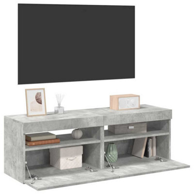 Vidaxl Tv Cabinets With Led Lights 2 Pcs Concrete Grey 60X35X40 Cm from B&Q