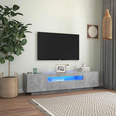 Vidaxl Tv Cabinet With Led Lights Concrete Grey 160X35X40 Cm