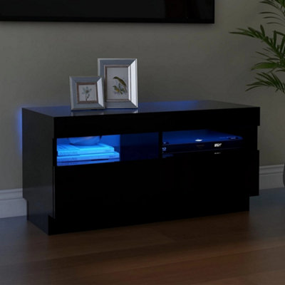 Vidaxl Tv Cabinet With Led Lights Black 80X35X40 Cm