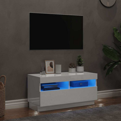 B&Q -  Tv Cabinet With Led Lights High Gloss White 80X35X40 Cm
