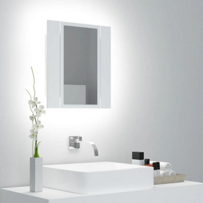 B&Q -  Led Bathroom Mirror Cabinet White 40X12X45 Cm Acrylic