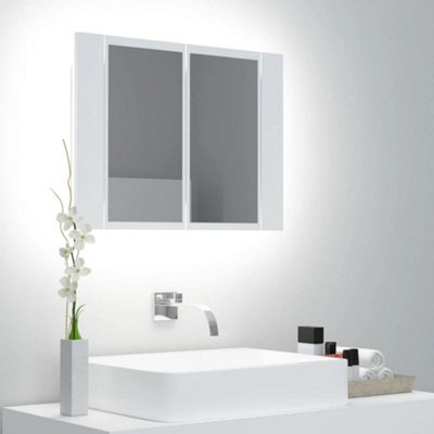 vidaXL LED Bathroom Mirror Cabinet - White - 60x12x45 cm - Acrylic - Image 2