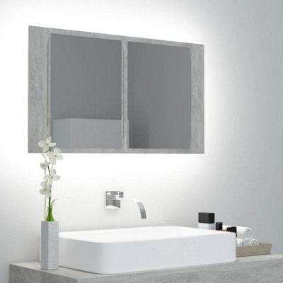 B&Q -  Led Bathroom Mirror Cabinet Concrete Grey 80X12X45 Cm Acrylic