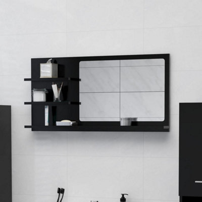 B&Q -  Bathroom Mirror Black 90X10.5X45 Cm Engineered Wood