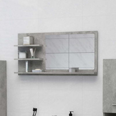B&Q -  Bathroom Mirror Concrete Grey 90X10.5X45 Cm Engineered Wood