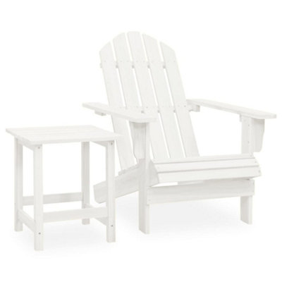 Vidaxl Solid Fir Wood Garden Adirondack Chair With Table White Patio Seating - Image 3