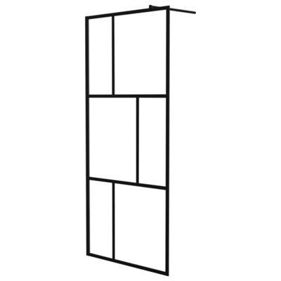 Vidaxl Walk-In Shower Wall With Tempered Glass Black 90X195 Cm