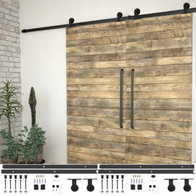 B&Q -  Sliding Door Hardware Kits 2 Pcs 200 Cm Steel Black Sliding Door Hardwares
