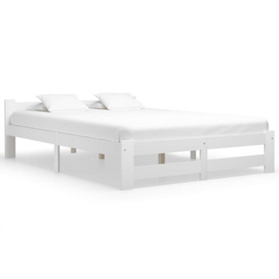 Vidaxl Bed Frame Without Mattress White Solid Pine Wood 120X200 Cm from B&Q