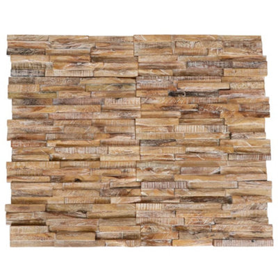 B&Q -  3D Wall Cladding Panels 10 Pcs 1.01 M² Solid Teak Wood Wall Claddings