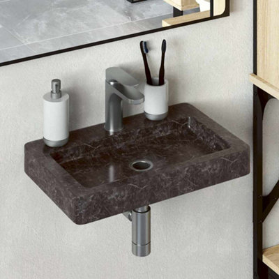 Vidaxl Sink Black 38X24X6.5 Cm Marble from B&Q