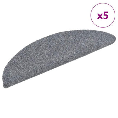 B&Q -  Stair Mats Self-Adhesive 5 Pcs 56X17X3 Cm Light Grey Half Round