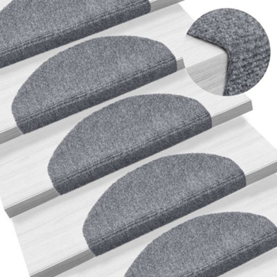 B&Q -  Stair Mats Self-Adhesive 5 Pcs 65X21X4 Cm Light Grey Half Round Large