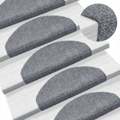 B&Q -  Stair Mats Self-Adhesive 10 Pcs 65X21X4 Cm Light Grey Half Round Large