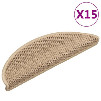 Vidaxl Stair Mats Self-Adhesive Sisal-Look 15 Pcs 56X17x3 Cm Sand Stair Mats