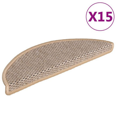 Vidaxl Stair Mats Self-Adhesive Sisal-Look 15 Pcs 56X17X3 Cm Light Beige from B&Q