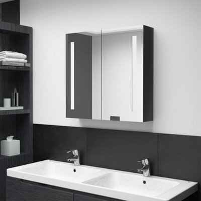 Vidaxl Led Bathroom Mirror Cabinet Shining 62X14x60 Cm Black