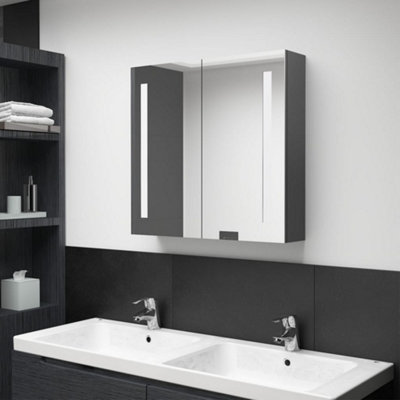 Vidaxl Led Bathroom Mirror Cabinet 62X14x60 Cm Grey