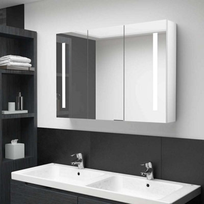Vidaxl Led Bathroom Mirror Cabinet 89X14x62 Cm Shining White