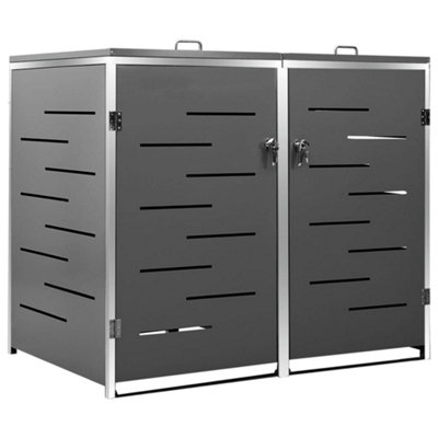 B&Q -  Double Wheelie Bin Shed 138X77.5X112.5 Cm Stainless Steel