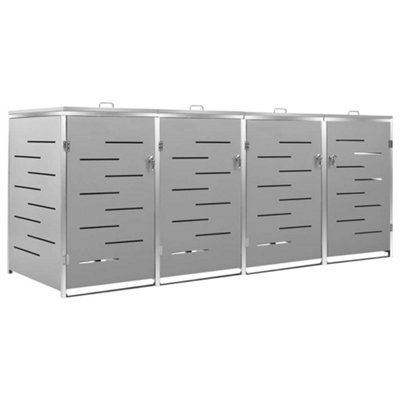 Vidaxl Quadruple Wheelie Bin Shed 276.5X77.5X112.5 Cm Stainless Steel from B&Q