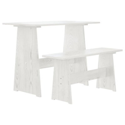 Vidaxl Dining Table With Bench Reine White Solid Wood Pine from B&Q