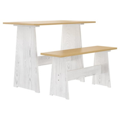 Vidaxl Dining Table With Bench Reine Honey & Solid Wood Pine Brown/White