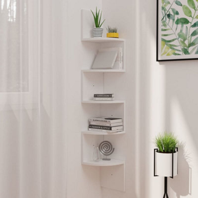 B&Q -  Wall Corner Shelf White 19X19X123 Cm Engineered Wood