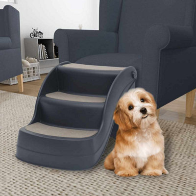 Vidaxl Folding 3-Step Dog Stairs Dark Grey Pet Furniture Ladders Ramps Indoor - Image 2