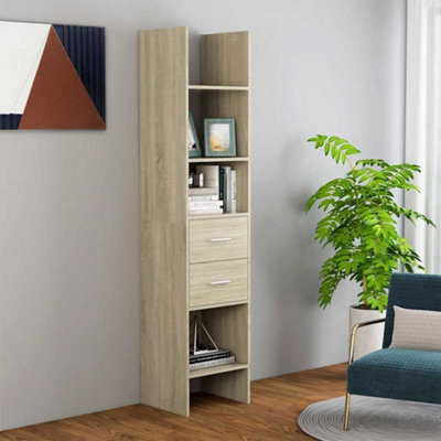 VidaXL Book Cabinet Sonoma Oak 40x35x180 cm Engineered Wood - Brown - 4 Shelves - Image 3