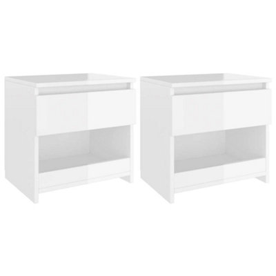 B&Q -  Bedside Cabinets 2 Pcs High Gloss White 40X30X39 Cm Engineered Wood