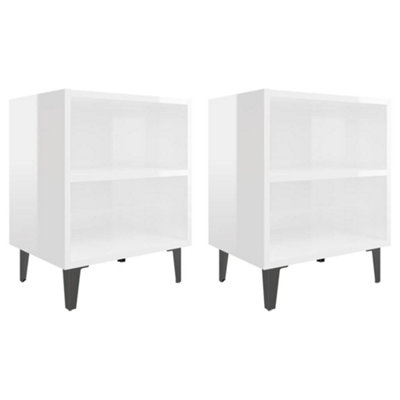 B&Q -  Bed Cabinets With Metal Legs 2 Pcs High Gloss White 40X30X50 Cm