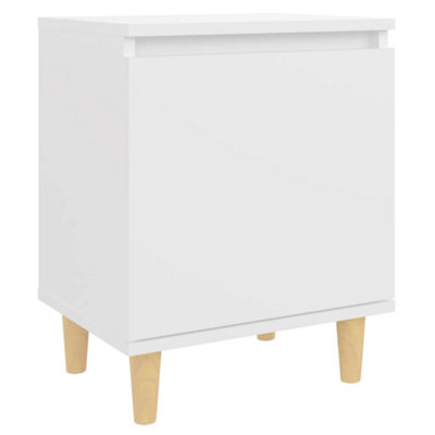 Vidaxl Bed Cabinet With Solid Wood Legs White 40X30X50 Cm from B&Q