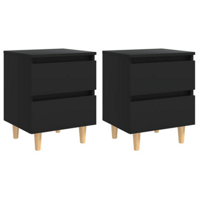 Vidaxl Bed Cabinets With Solid Pinewood Legs 2 Pcs 40X35x50 Cm Black