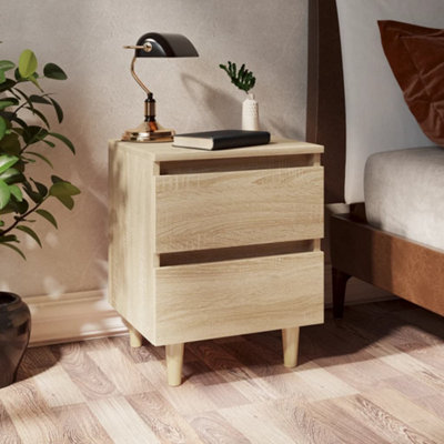 Vidaxl Bed Cabinet With Solid Pinewood Legs Sonoma Oak 40X35X50 Cm from B&Q